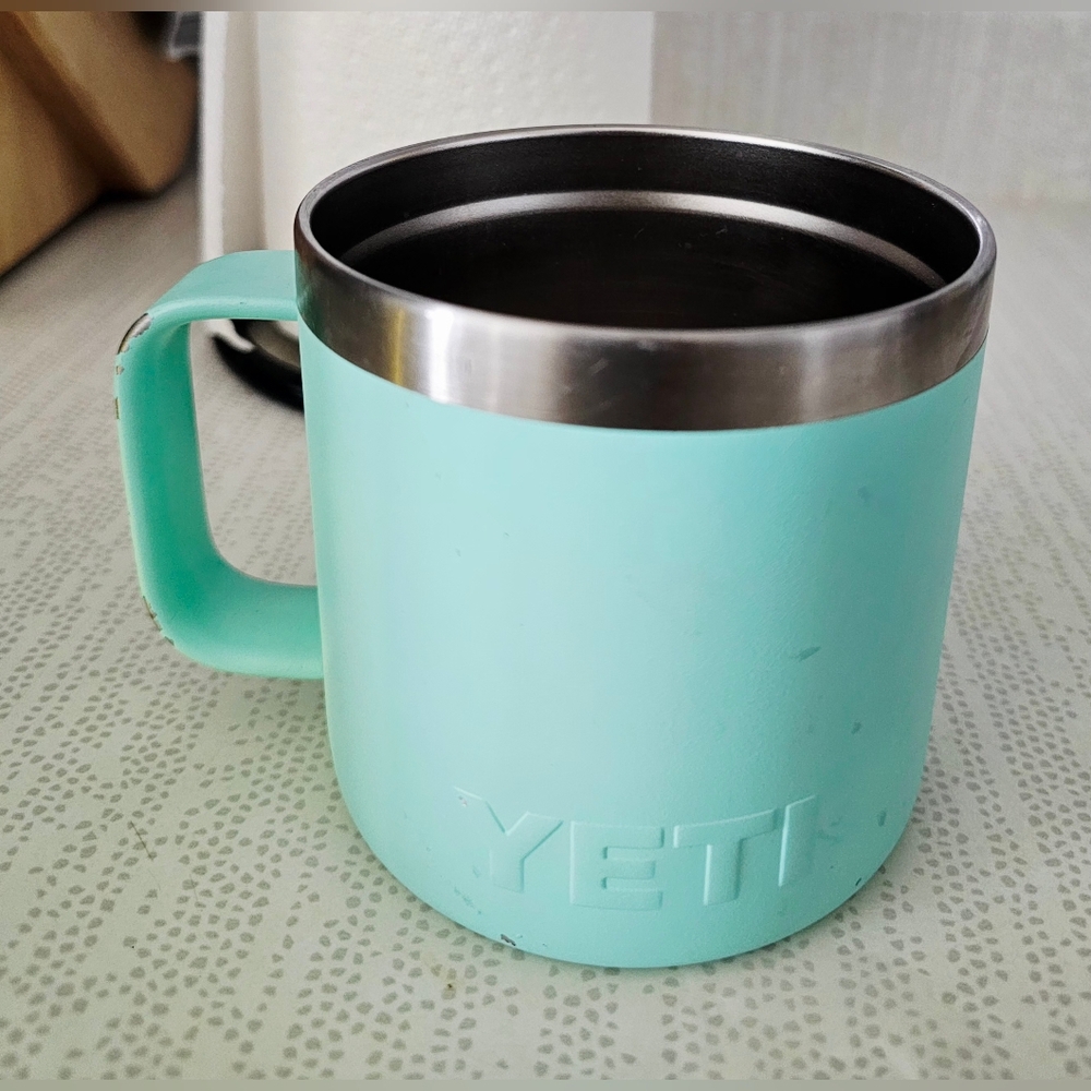 YETI Rambler 14oz Mug in Seafoam green. No Lid.